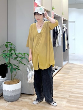 「GLOBAL WORK（グローバルワーク）のGOODデニムバギーパンツ/498388（デニムパンツ）」を使った、はってぃーさん（レディース・168cm）の秋コーディネート