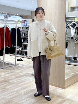 「アイテム（ノーカラージャケット）」を使った、はってぃーさん（レディース・168cm）の秋コーディネート