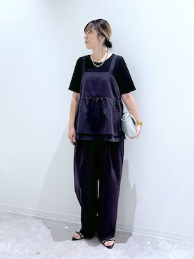 「Tシャツ」｜「アイテム（オールインワン・サロペット）」を使った、はってぃーさん（レディース・168cm）の夏コーディネート