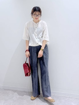 「GLOBAL WORK（グローバルワーク）のらくっション撥水バレエ/135873（バレエシューズ、ブラウン系）」を使った、はってぃーさん（レディース・168cm）の春コーディネート