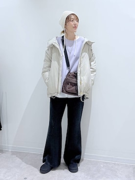 「GLOBAL WORK（グローバルワーク）のアイテム（帽子）」を使った、はってぃーさん（レディース・168cm）の冬コーディネート