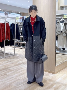 「おでかけ」｜「アイテム（ステンカラーコート）」を使った、はってぃーさん（レディース・168cm）の秋コーディネート