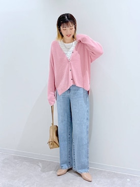 「GLOBAL WORK（グローバルワーク）のGOODデニムバギーパンツ/498388（デニムパンツ）」を使った、はってぃーさん（レディース・168cm）の秋コーディネート