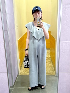 「アイテム（つなぎ/オールインワン）」を使った、はってぃーさん（レディース・168cm）の夏コーディネート