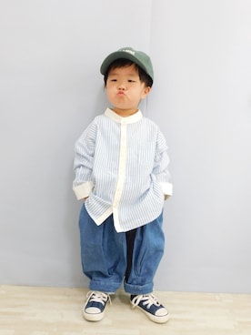「アイテム（キャップ）」を使った、まろすけさん（キッズ・90cm）の夏コーディネート