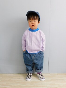 「アイテム（キャップ）」を使った、まろすけさん（キッズ・90cm）の春コーディネート