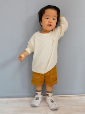 「マスタードイエロー」｜まろすけさん（キッズ・80cm）の秋コーディネート