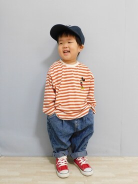 「アイテム（キャップ）」を使った、まろすけさん（キッズ・90cm）の秋コーディネート