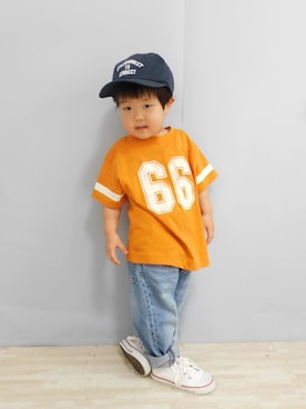 「アイテム（キャップ）」を使った、まろすけさん（キッズ・90cm）の夏コーディネート
