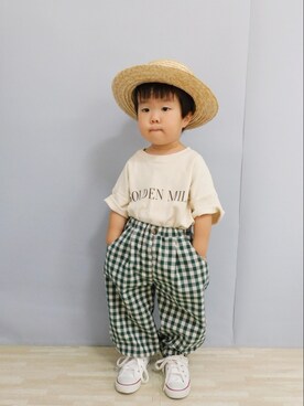 「白スニーカー」｜まろすけさん（キッズ・90cm）の夏コーディネート