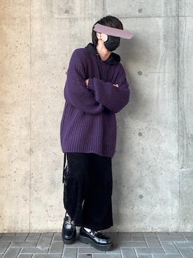 「Ellno Loset（エルノロゼット）のアイテム（ニット/セーター）」を使った、きょーちゃんさん（メンズ・168cm）の冬コーディネート