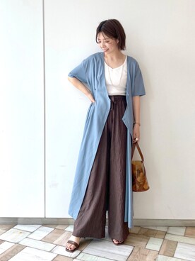 「Andemiu（アンデミュウ）のクリアトートバッグ940559（ショルダーバッグ）」を使った、manami00716さん（レディース・155cm）の夏コーディネート