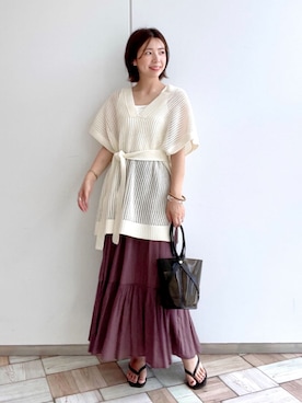 「Andemiu（アンデミュウ）のクリアトートバッグ940559（ショルダーバッグ）」を使った、manami00716さん（レディース・155cm）の夏コーディネート