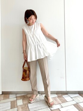 「Andemiu（アンデミュウ）のクリアトートバッグ940559（ショルダーバッグ）」を使った、manami00716さん（レディース・155cm）の夏コーディネート