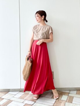 「Andemiu（アンデミュウ）のアイテム（クラッチバッグ）」を使った、manami00716さん（レディース・155cm）の夏コーディネート
