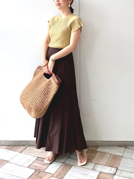 「秋先取りコーデ」｜「アイテム（クラッチバッグ）」を使った、manami00716さん（レディース・155cm）の夏コーディネート