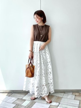 「Andemiu（アンデミュウ）のクリアトートバッグ940559（ショルダーバッグ）」を使った、manami00716さん（レディース・155cm）の夏コーディネート