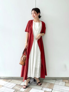 「Andemiu（アンデミュウ）のクリアトートバッグ940559（ショルダーバッグ）」を使った、manami00716さん（レディース・155cm）の夏コーディネート