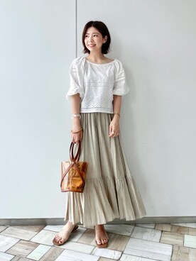 「Andemiu（アンデミュウ）のクリアトートバッグ940559（ショルダーバッグ）」を使った、manami00716さん（レディース・155cm）の夏コーディネート