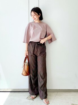 「Andemiu（アンデミュウ）のクリアトートバッグ940559（ショルダーバッグ）」を使った、manami00716さん（レディース・155cm）の夏コーディネート