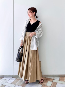 「Andemiu（アンデミュウ）のクリアトートバッグ940559（ショルダーバッグ）」を使った、manami00716さん（レディース・155cm）の夏コーディネート