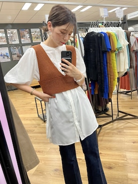 「フレアデニム」｜「アイテム（チュニック）」を使った、manami00716さん（レディース・155cm）の夏コーディネート