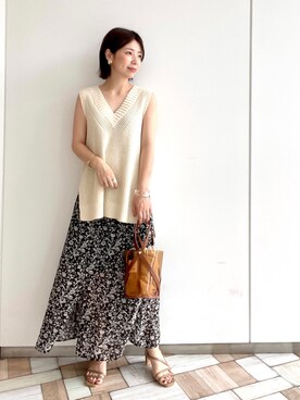 「Andemiu（アンデミュウ）のクリアトートバッグ940559（ショルダーバッグ）」を使った、manami00716さん（レディース・155cm）の夏コーディネート