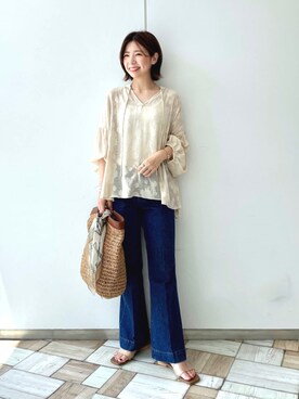 「Andemiu（アンデミュウ）のアイテム（クラッチバッグ）」を使った、manami00716さん（レディース・155cm）の夏コーディネート