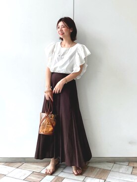 「Andemiu（アンデミュウ）のクリアトートバッグ940559（ショルダーバッグ）」を使った、manami00716さん（レディース・155cm）の夏コーディネート