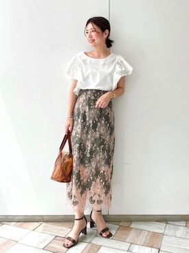 「Andemiu（アンデミュウ）のクリアトートバッグ940559（ショルダーバッグ）」を使った、manami00716さん（レディース・155cm）の夏コーディネート