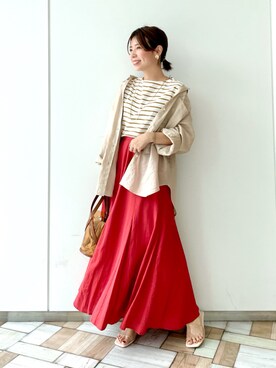 「Andemiu（アンデミュウ）のクリアトートバッグ940559（ショルダーバッグ）」を使った、manami00716さん（レディース・155cm）の夏コーディネート