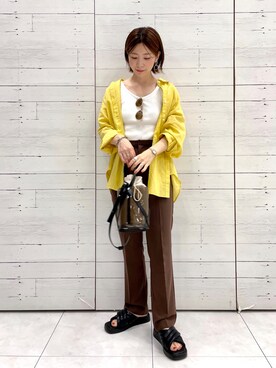 「Andemiu（アンデミュウ）のクリアトートバッグ940559（ショルダーバッグ）」を使った、manami00716さん（レディース・155cm）の夏コーディネート