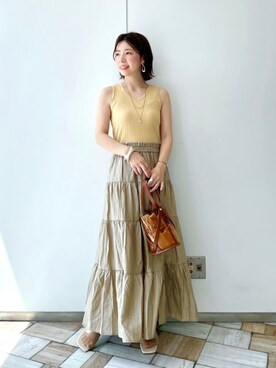 「Andemiu（アンデミュウ）のクリアトートバッグ940559（ショルダーバッグ）」を使った、manami00716さん（レディース・155cm）の夏コーディネート