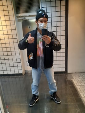 「アイテム（スタジャン）」を使った、$sho$さん（メンズ・172cm・40代）の冬コーディネート