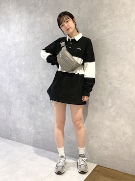 「レザーバック」｜高平舞菜さん（レディース・159cm）の秋コーディネート