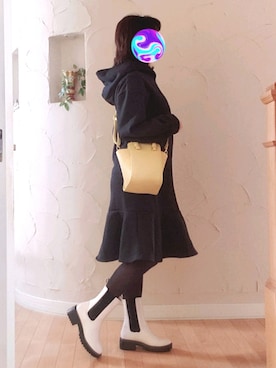 「イエローバッグ」｜Rei🌹な～なさん（レディース・154cm）の冬コーディネート