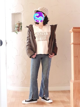 「リラックス」｜「アイテム（モッズコート）」を使った、Rei🌹な～なさん（レディース・154cm）の冬コーディネート