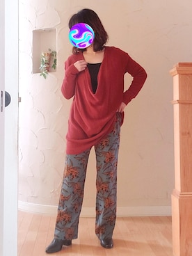 「ロングニット」｜「アイテム（パンツ）」を使った、Rei🌹な～なさん（レディース・154cm）の春コーディネート
