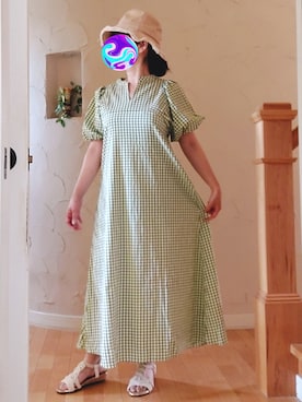 「バルーン袖」｜「アイテム（ワンピース/ドレス）」を使った、Rei🌹な～なさん（レディース・154cm）の夏コーディネート