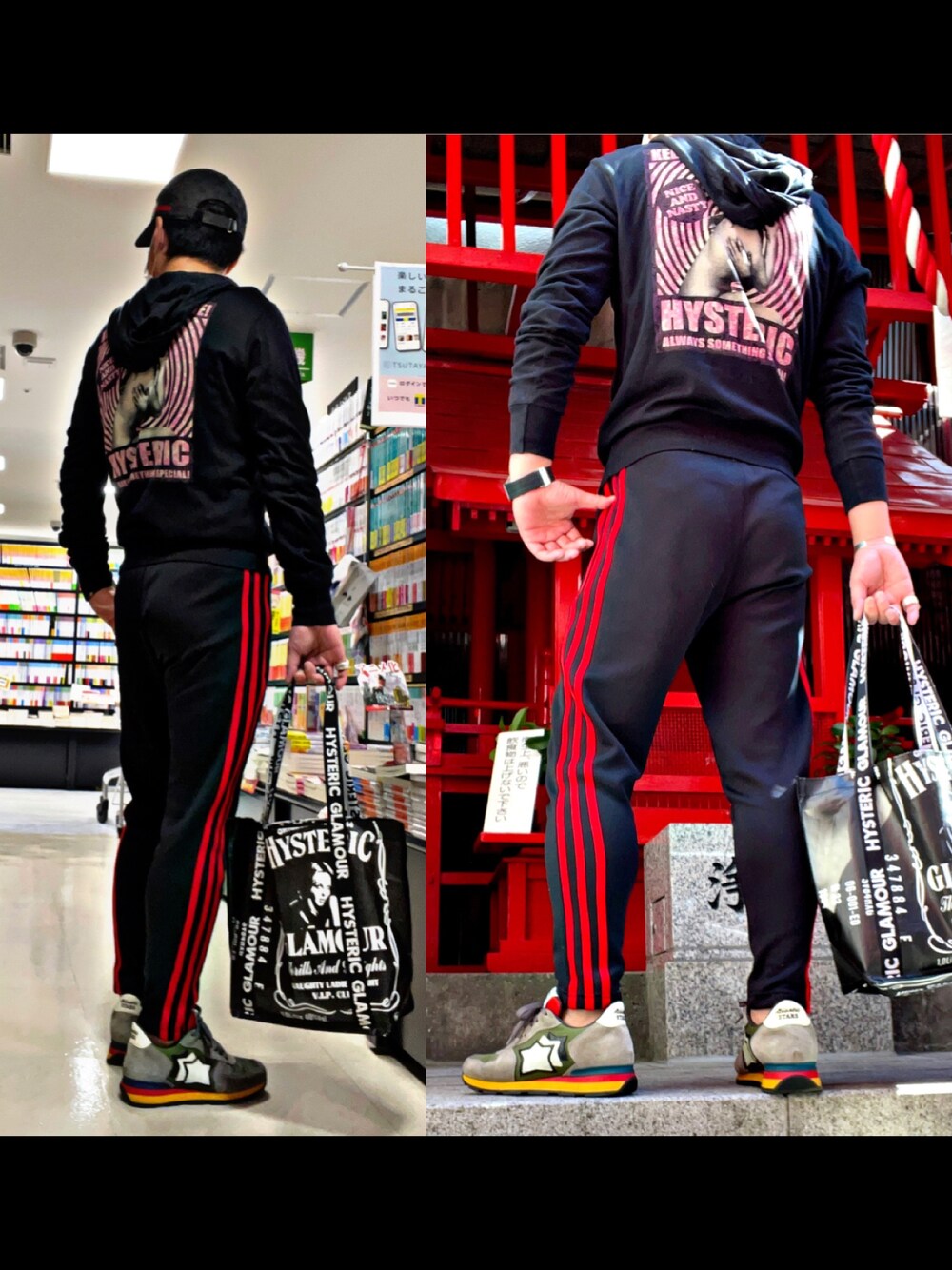 「ヒステリックグラマー、hysteric glamour、Atlantic STARS、アトランティックスターズ、アディダスオリジナルス、adidas originals、お洒落さんとつながりたい、今日のコーデ、スニーカーコーデ、ストリートコーデ」｜「HYSTERIC GLAMOURのアイテム（パーカー、ブラック系）」を使った、怠惰ですけれども®︎さん（メンズ・170cm）の秋コーディネートの1枚目の写真