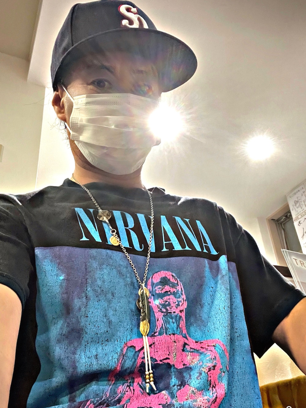 「ニルヴァーナ、NIRVANA、band tee、バンドT、ゴローズ、タディアンドキング、goro's、tady&king、お洒落さんとつながりたい、おしゃれさんと繋がりたい、今日のコーデ、裏原、アメカジ」｜「STANDARD CALIFORNIAのアイテム（キャップ、ブラック系）」を使った、怠惰ですけれども®︎さん（メンズ・170cm）の夏コーディネートの1枚目の写真