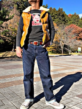 「アイテム（ダウンベスト）」を使った、怠惰ですけれども®︎さん（メンズ・170cm）の秋コーディネート