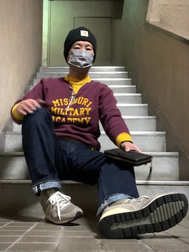 「carhartt」｜「アイテム（スウェット）」を使った、怠惰ですけれども®︎さん（メンズ・170cm）の冬コーディネート