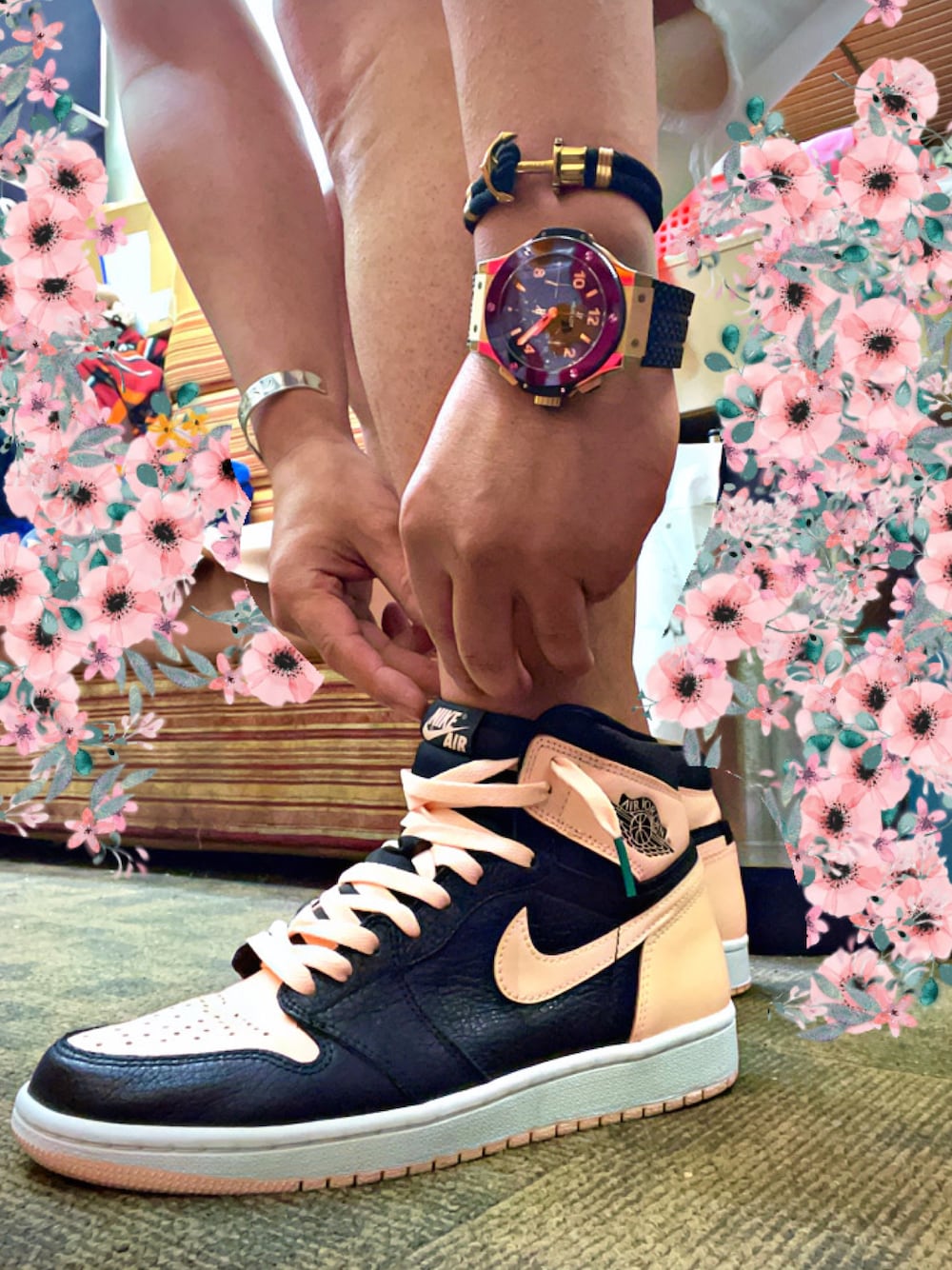 「アリゾナフリーダム、エアジョーダン、Jordan、jordan1、aj1、お洒落さんとつながりたい、今日のコーデ、ファッションの力を信じよう、ウブロ、HUBLOT」｜「Paul Hewittのアイテム（ブレスレット、その他）」を使った、怠惰ですけれども®︎さん（メンズ・170cm）の夏コーディネートの1枚目の写真