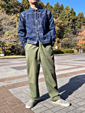 「アイテム（デニムジャケット）」を使った、怠惰ですけれども®︎さん（メンズ・170cm）の秋コーディネート