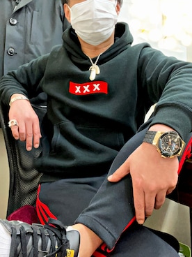 「アディダスオリジナルス」｜「アイテム（アナログ腕時計）」を使った、怠惰ですけれども®︎さん（メンズ・170cm）の春コーディネート