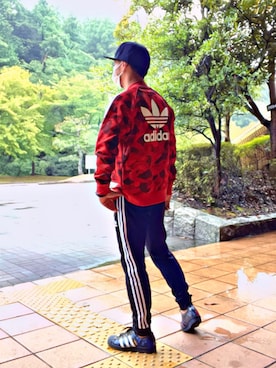 「Bape」｜「アイテム（ジャージ）」を使った、怠惰ですけれども®︎さん（メンズ・170cm）の夏コーディネート