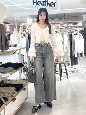 「Heather（ヘザー）のアイテム（バッグ）」を使った、nae🍒さん（レディース・168cm）の春コーディネート