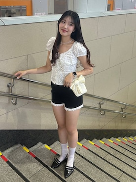 「Heather（ヘザー）のアイテム（パンツ）」を使った、nae🍒さん（レディース・168cm）の夏コーディネート