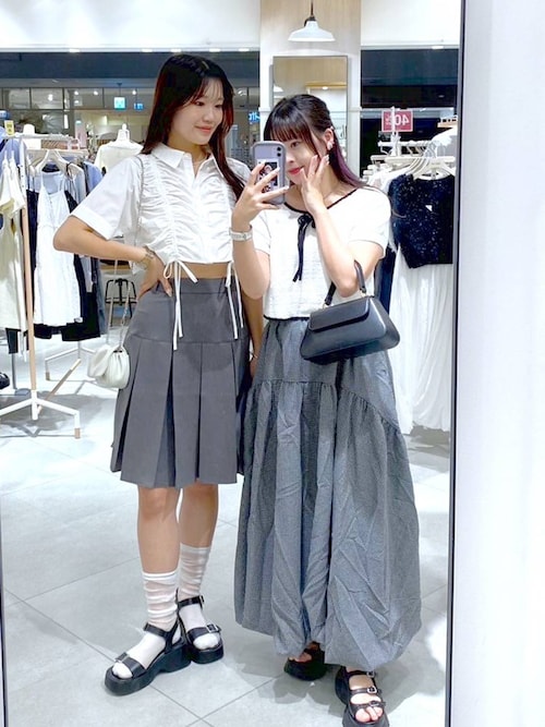 y'sワイズのプリントがおしゃれな巻きスカート、2way y'sワイズの